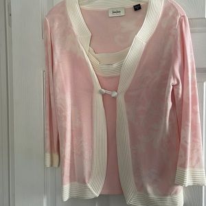 Matching Two piece sweater set. Knit tank and short sleeve cardigan.